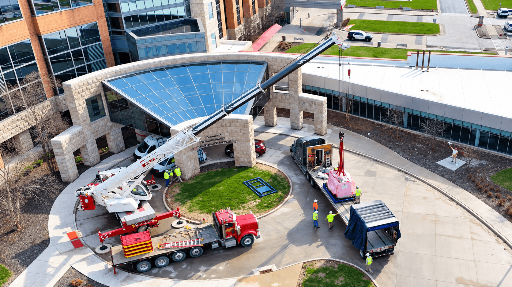 Exported imaging equipment being delivered to a healthcare facility